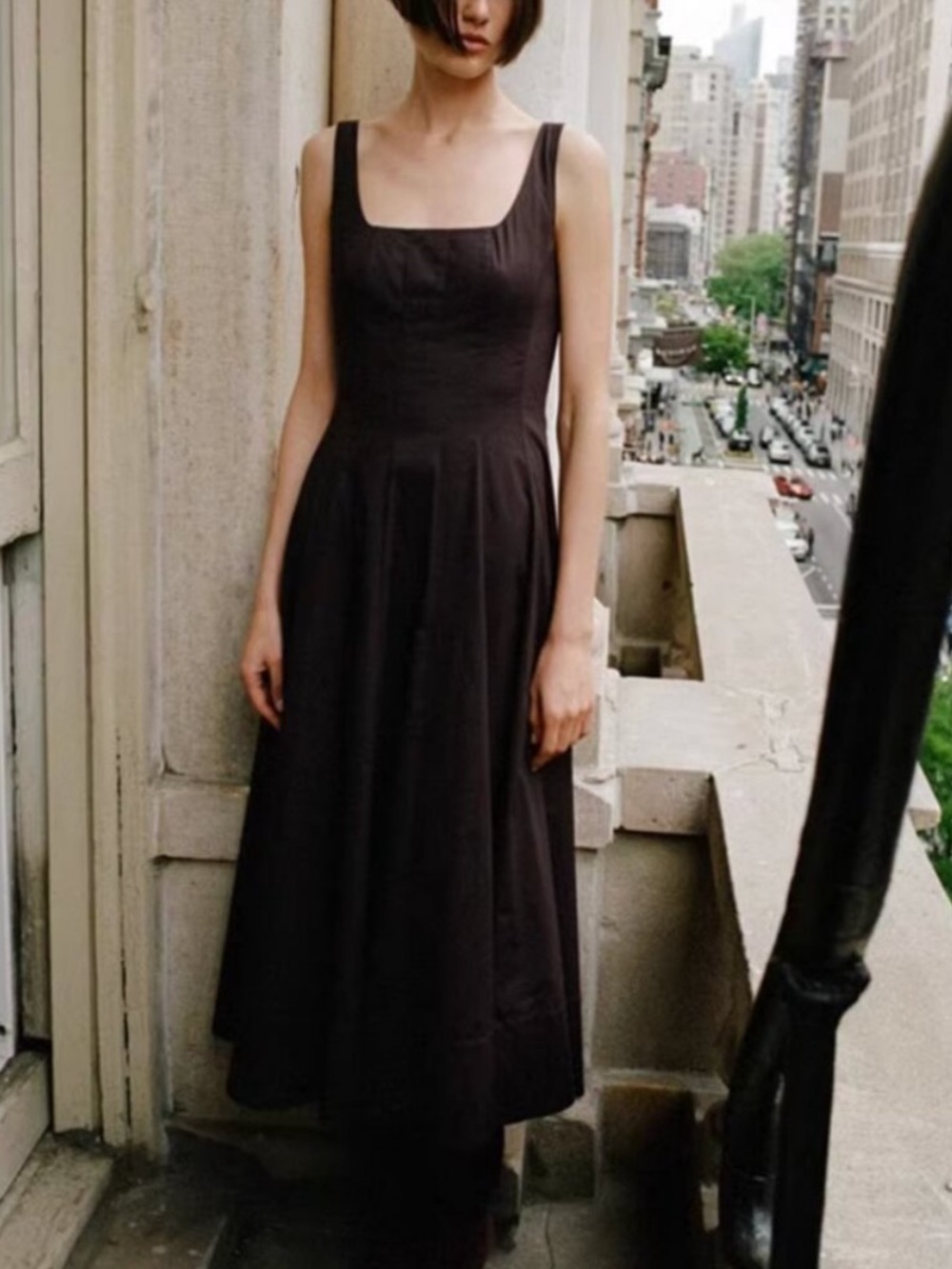 Staud NWT 10 Wells Midi Dress Brown Mahogany